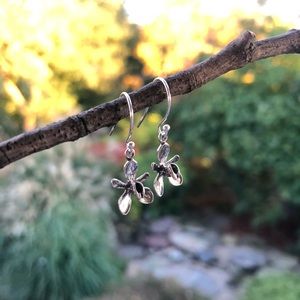 NEW STERLING SILVER ORCHID EARRINGS